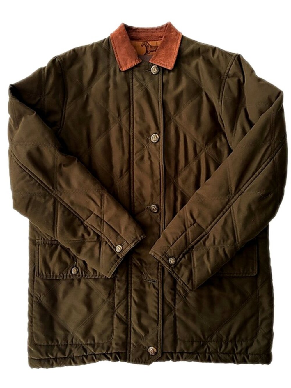 Vintage Lauren Ralph Lauren Barn Jacket Quilted Field Coat Olive Green Small - Picture 2 of 16